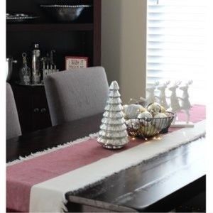 Pehr Designs Chambray Table Runner Fringe Edge Wine Cream Natural